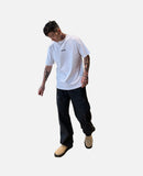 DAXUEN black oversized vertical text graphic t-shirt