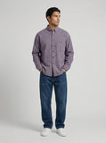 DAXUEN Long sleeve button-down shirt with grid check pattern — model photo
