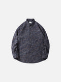 DAXUEN Long sleeve button-down shirt with grid check pattern