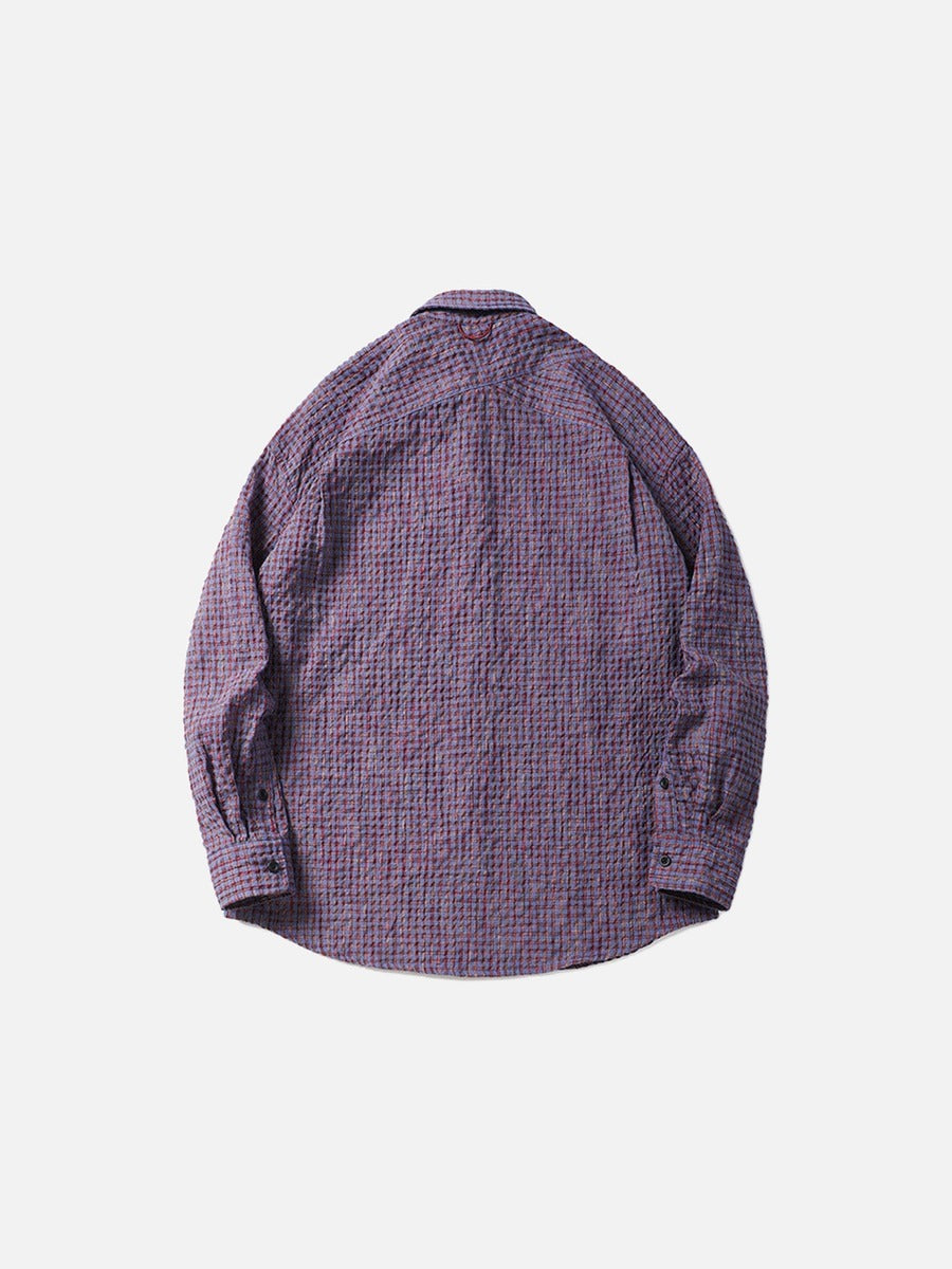 DAXUEN Long sleeve button-down shirt with grid check pattern