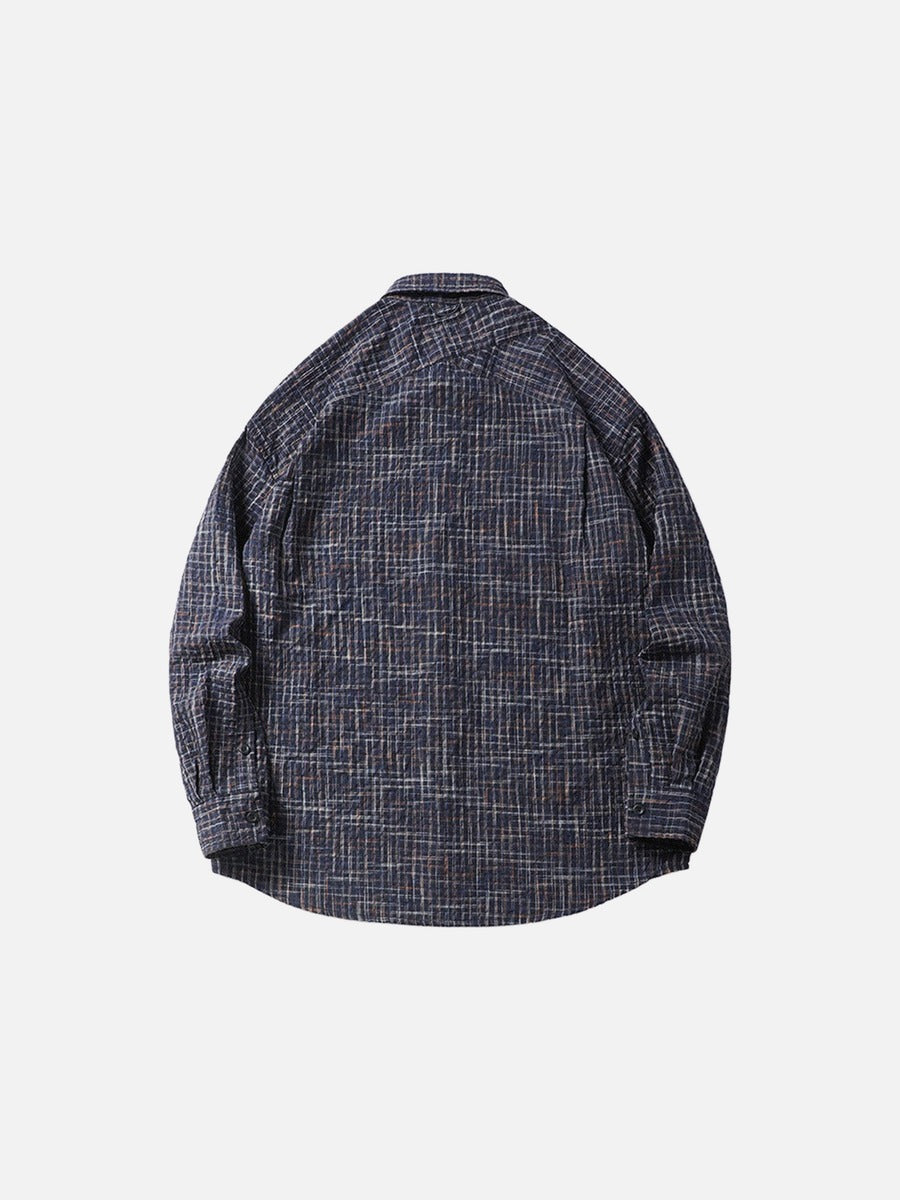 DAXUEN Long sleeve button-down shirt with grid check pattern