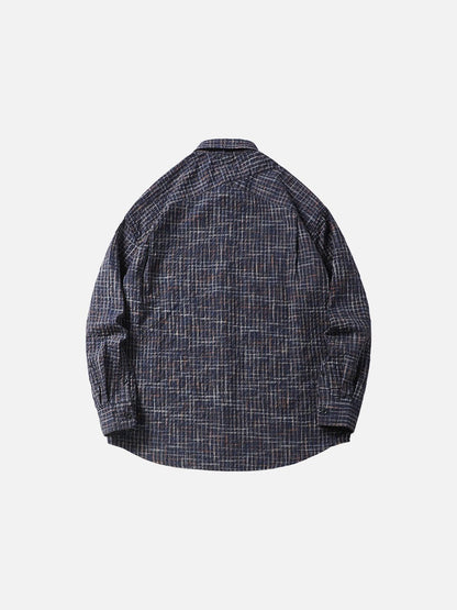 DAXUEN Long sleeve button-down shirt with grid check pattern