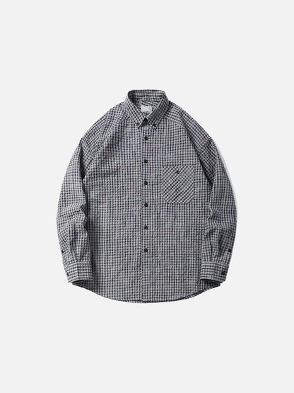 DAXUEN Long sleeve button-down shirt with grid check pattern