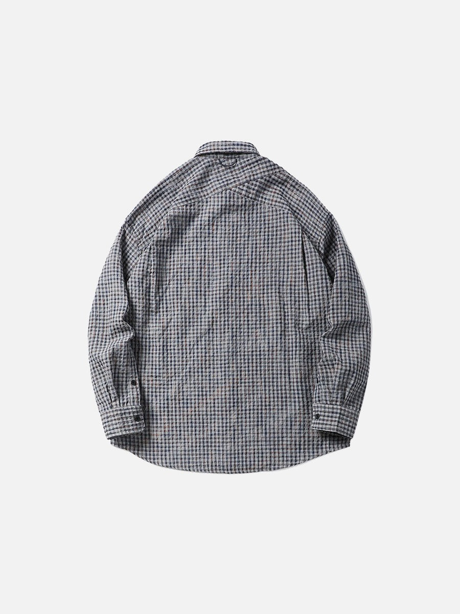 DAXUEN Long sleeve button-down shirt with grid check pattern