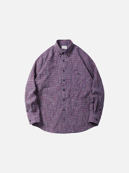 DAXUEN Long sleeve button-down shirt with grid check pattern