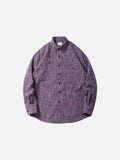 DAXUEN Long sleeve button-down shirt with grid check pattern