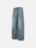 DAXUEN Light blue wide-leg denim jeans with embroidered patch