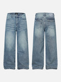 DAXUEN Light blue wide-leg denim jeans with embroidered patch