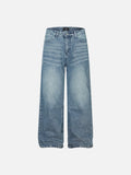 DAXUEN Light blue wide-leg denim jeans with embroidered patch