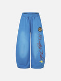 DAXUEN vibrant blue balloon-silhouette sweatpants with embroidered crest
