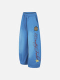 DAXUEN vibrant blue balloon-silhouette sweatpants with embroidered crest