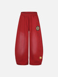 DAXUEN vibrant blue balloon-silhouette sweatpants with embroidered crest