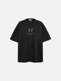 DAXUEN black oversized blue butterfly graphic tee