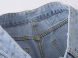 DAXUEN blue cropped wide-leg brushstroke print jeans