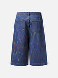 DAXUEN blue cropped wide-leg brushstroke print jeans