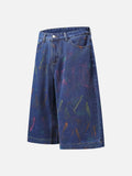 DAXUEN blue cropped wide-leg brushstroke print jeans