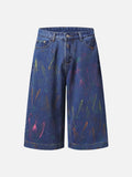 DAXUEN blue cropped wide-leg brushstroke print jeans