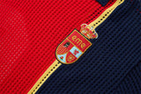 DAXUEN red and navy color-blocked knitted polo shirt