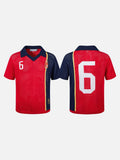 DAXUEN red and navy color-blocked knitted polo shirt