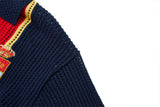 DAXUEN red and navy color-blocked knitted polo shirt