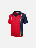 DAXUEN red and navy color-blocked knitted polo shirt