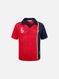 DAXUEN red and navy color-blocked knitted polo shirt