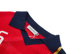 DAXUEN red and navy color-blocked knitted polo shirt