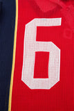 DAXUEN red and navy color-blocked knitted polo shirt