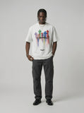 DAXUEN Oversized short-sleeved T-shirt with vibrant graphic print — model photo