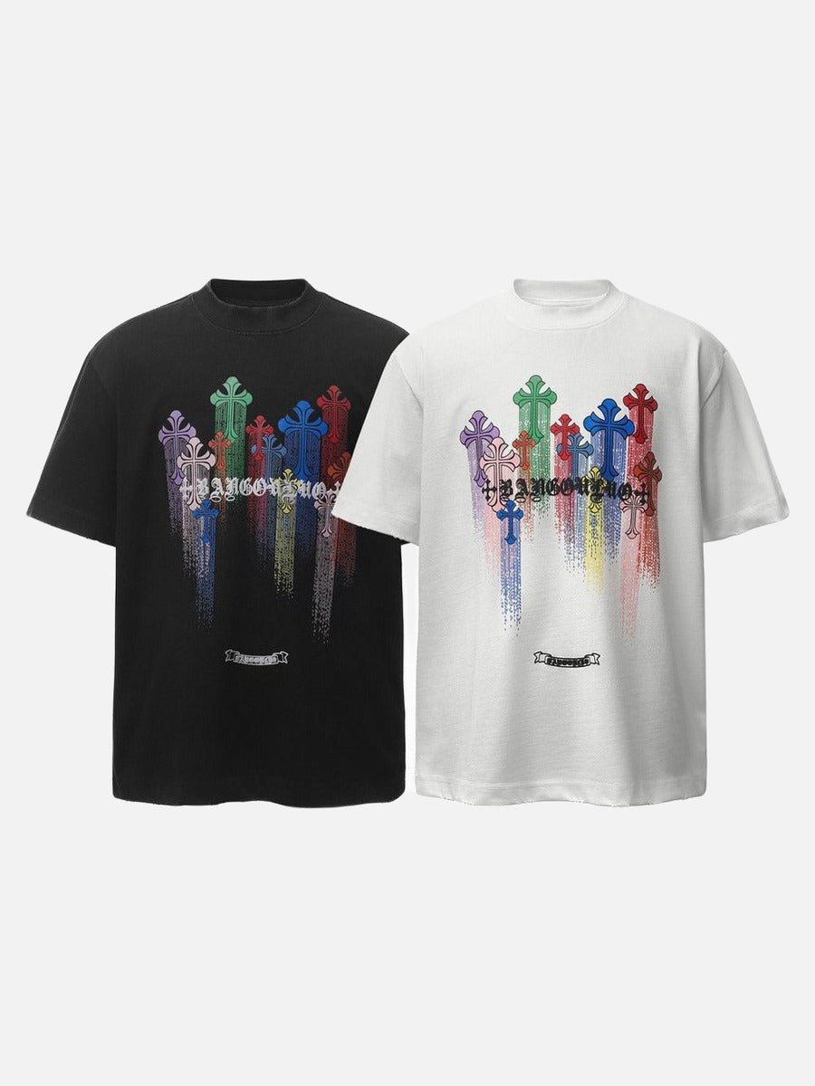 DAXUEN Oversized short-sleeved T-shirt with vibrant graphic print