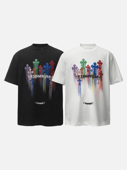 DAXUEN Oversized short-sleeved T-shirt with vibrant graphic print