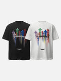 DAXUEN Oversized short-sleeved T-shirt with vibrant graphic print