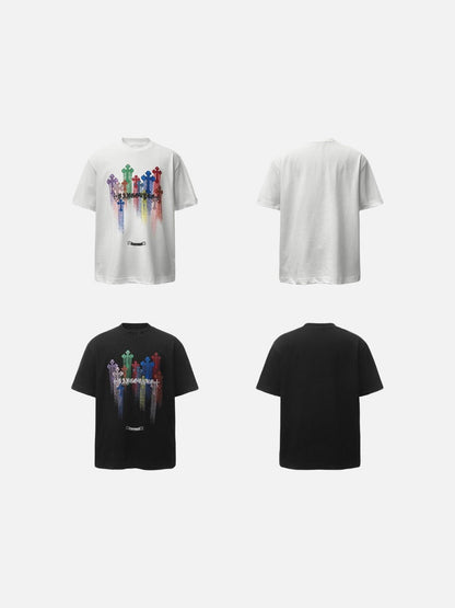 DAXUEN Oversized short-sleeved T-shirt with vibrant graphic print