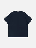 Graphic crew neck t-shirt with embroidered designs