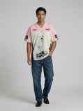 DAXUEN V-neck short-sleeved graphic T-shirt — model photo