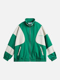DAXUEN vibrant green colour-block track jacket