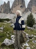 DAXUEN vibrant green colour-block track jacket — model photo