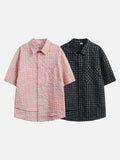 DAXUEN pink multi-colored plaid button-up shirt