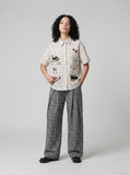DAXUEN Vibrant Plaid Embroidered Short-Sleeved Shirt | DAXUEN — model photo