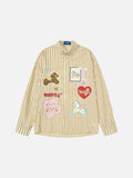 DAXUEN vibrant striped patchwork button-up shirt