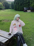 DAXUEN vibrant vertical striped shirt with patches — model photo