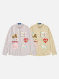 DAXUEN vibrant striped patchwork button-up shirt