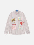 DAXUEN vibrant striped patchwork button-up shirt