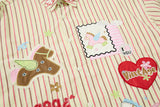 DAXUEN vibrant striped patchwork button-up shirt