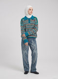 DAXUEN striped geometric knit sweater — model photo