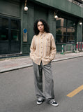 DAXUEN vibrant vertical stripe button-up shirt — model photo