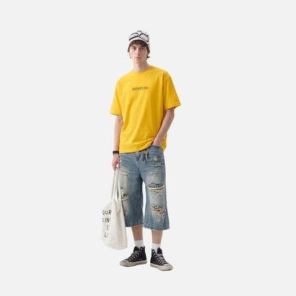 DAXUEN vibrant yellow 'ANSWER ME' graphic t-shirt