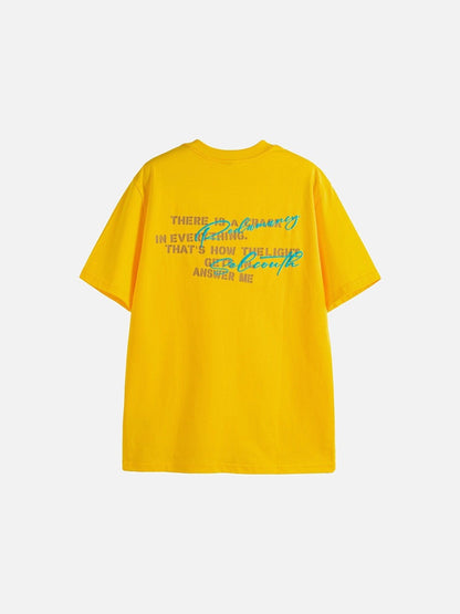 DAXUEN vibrant yellow 'ANSWER ME' graphic t-shirt