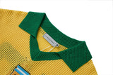 DAXUEN yellow short-sleeve mesh polo with emblem and number 10