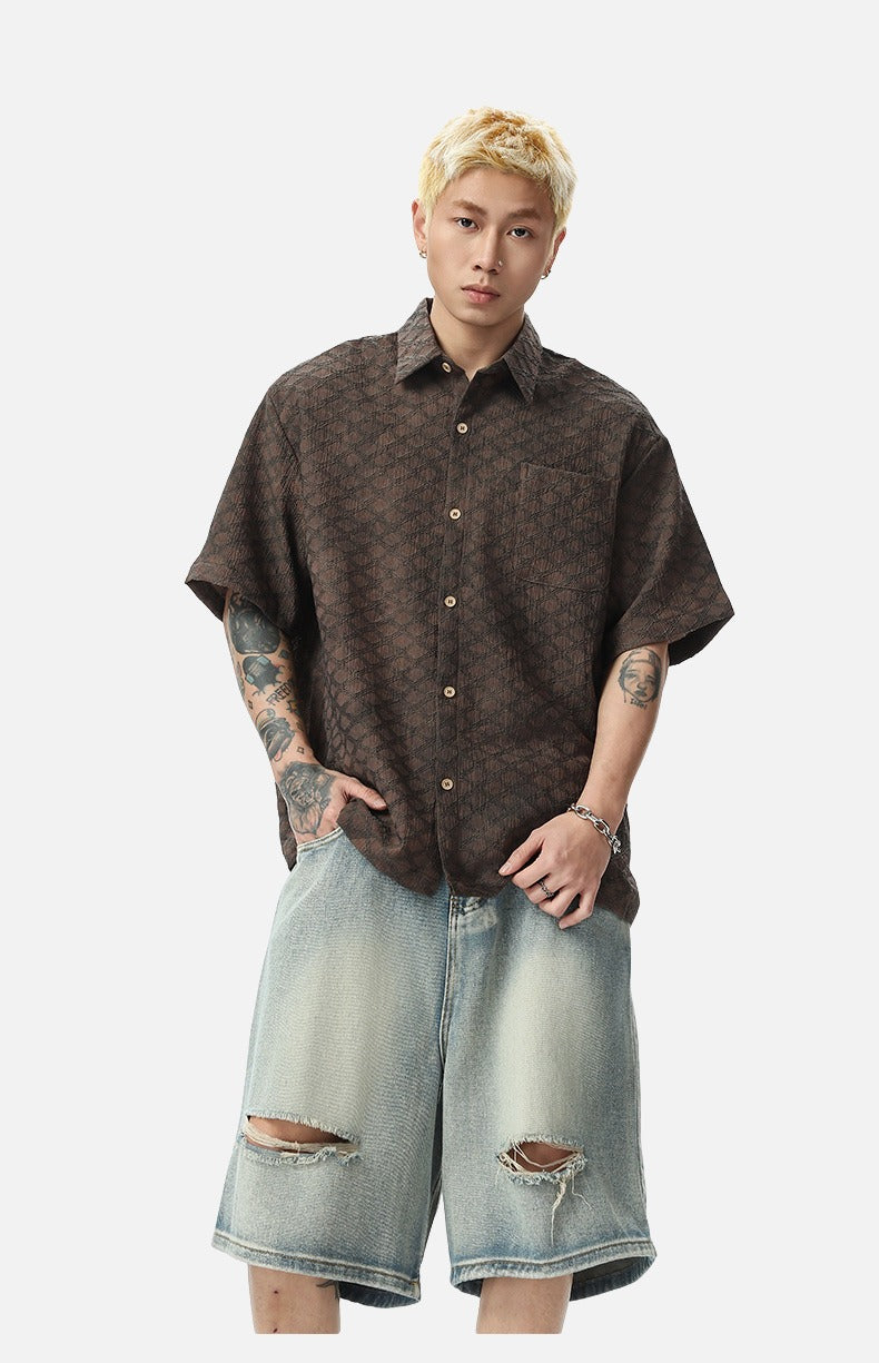 Oversized Geometric Button-Up Shirt